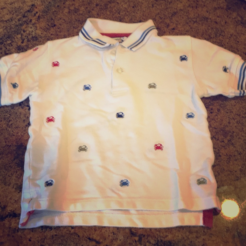 Kitestrings white crab polo shirt 3T GUC